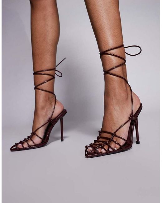 SIMMI Purple Simmi London Georgia Tie Leg Heeled Sandals