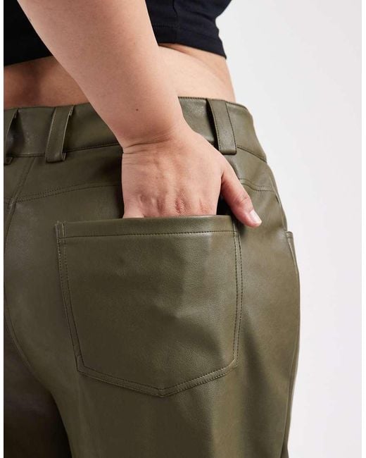 ASOS Black Curve Low Rise Mansy Faux Leather Trousers