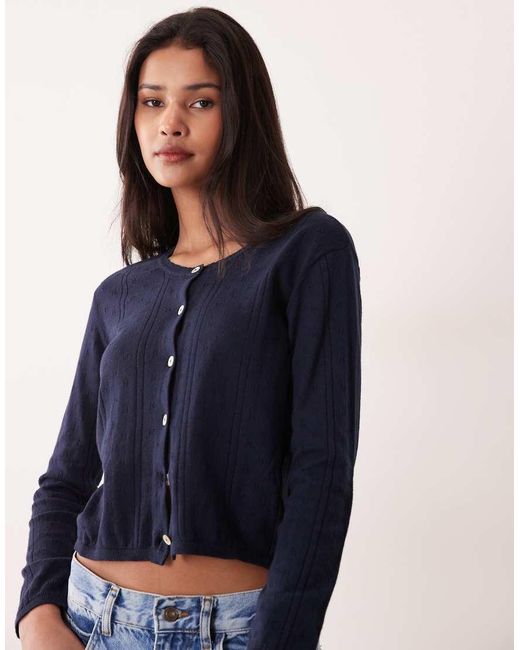 Mango Blue Teen Pointelle Knitted Cardigan