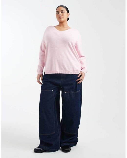 ONLY Pink V-neck Jumper