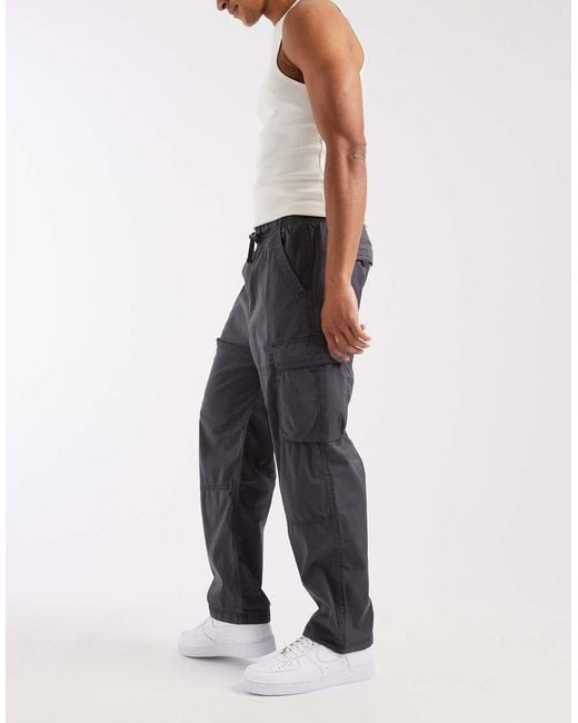 Hollister White Y2k baggy Cargo Pants for men