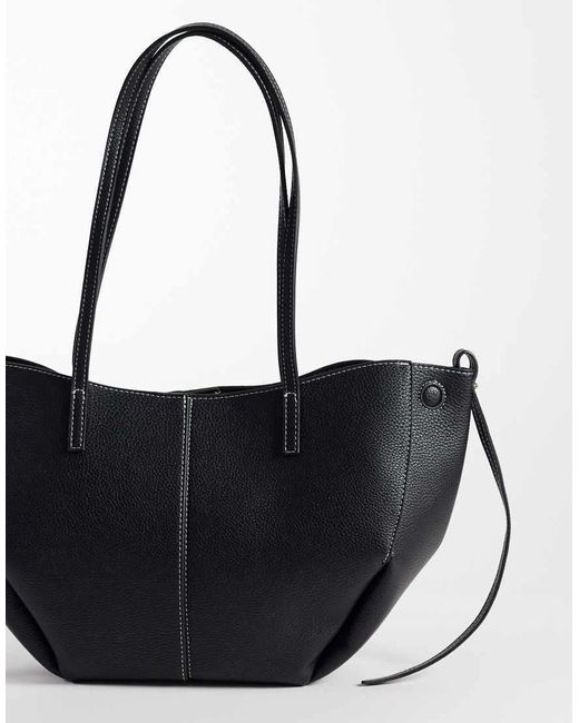 Gina Tricot Black Long Strap Midi Bag With Belt Buckle Detail