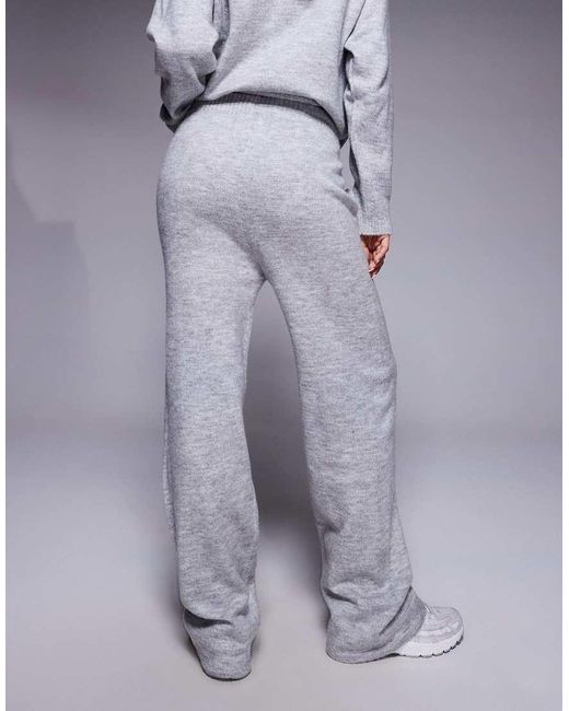 ASOS Gray Weekend Collective Co-ord Knitted Wide Leg jogger With Varsity Graphic
