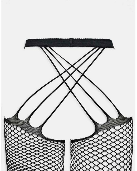 Ann Summers Black Crotchless Fishnet Tights