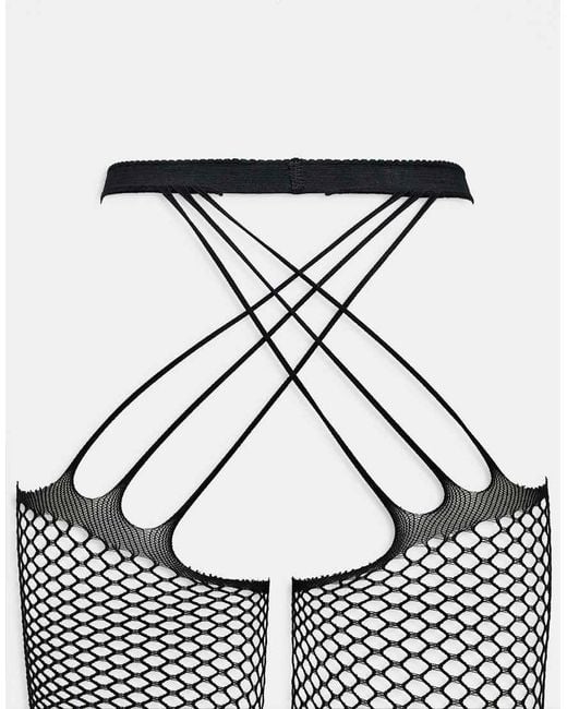 Ann Summers Black Crotchless Fishnet Tights