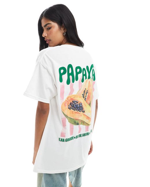 Miss Selfridge White Tropical Papaya Graphic Tee