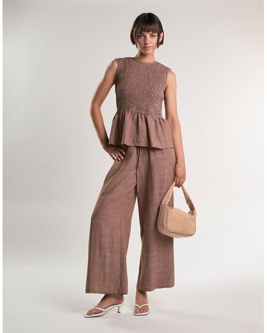 Glamorous Brown Sleeveless Bubble-Hem Top