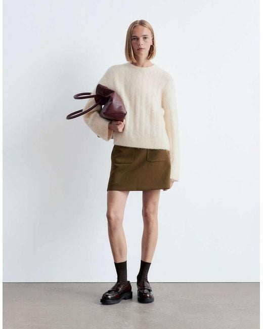 & Other Stories Natural Supersoft Fluffy Mohair And Wool Wide Rib Jumper