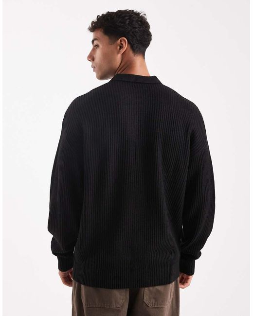 Polo Extragrande De Punto De JJ Rebel de hombre de color Black