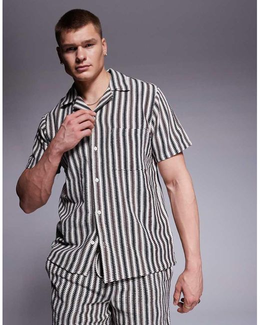 South Beach Gehaakt Strandoverhemd Met Korte Mouwen in het Gray voor heren