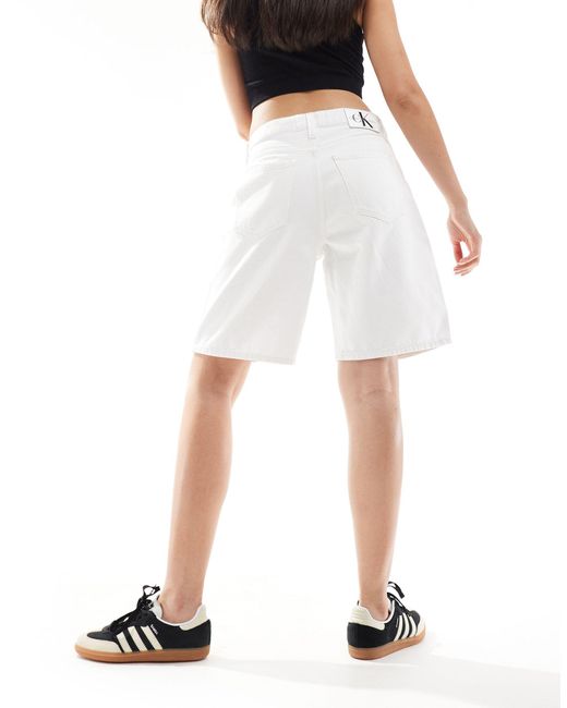 Calvin Klein White 90s Straight Denim Shorts