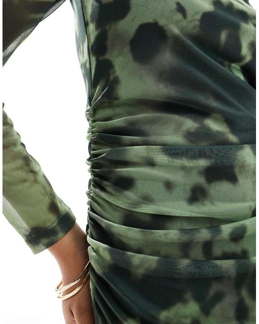Vero Moda Green Long Sleeved Mesh Maxi Dress