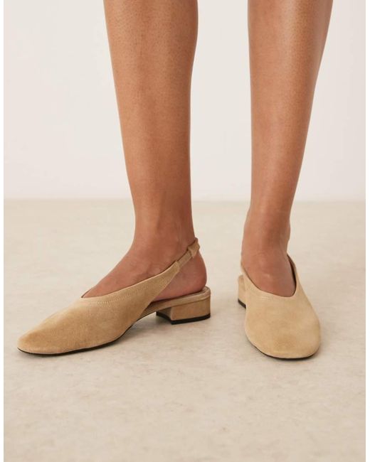 Mango Natural Sling Back Suede Heeled Mule