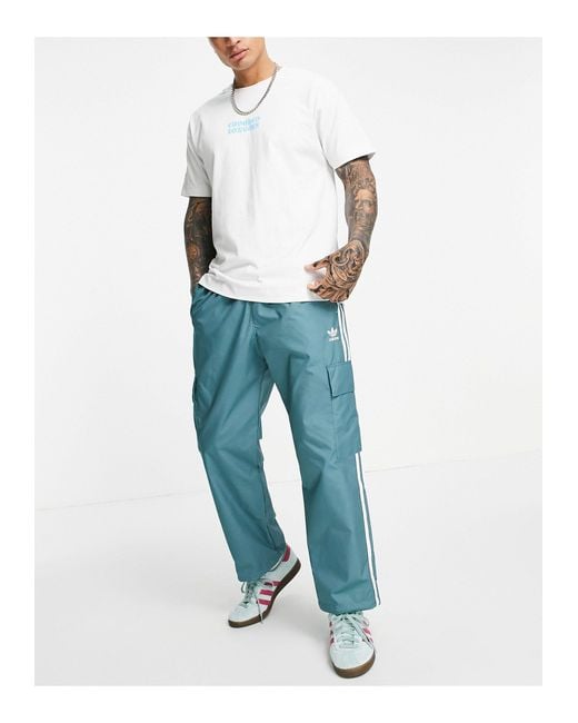 Adidas Originals Green Adicolor Three Stripe Cargo Pants for men