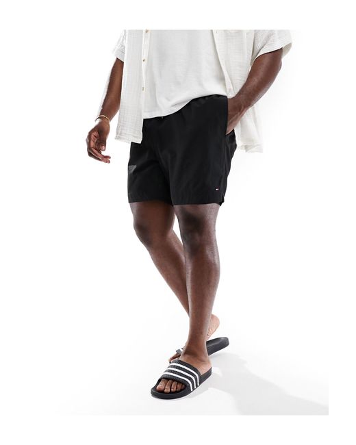 Big & tall - essential - pantaloncini da bagno medi neri con coulisse di Tommy Hilfiger in White da Uomo