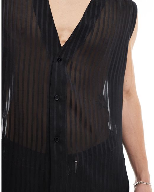 ASOS Black Relaxed Sleeveless Shirt for men