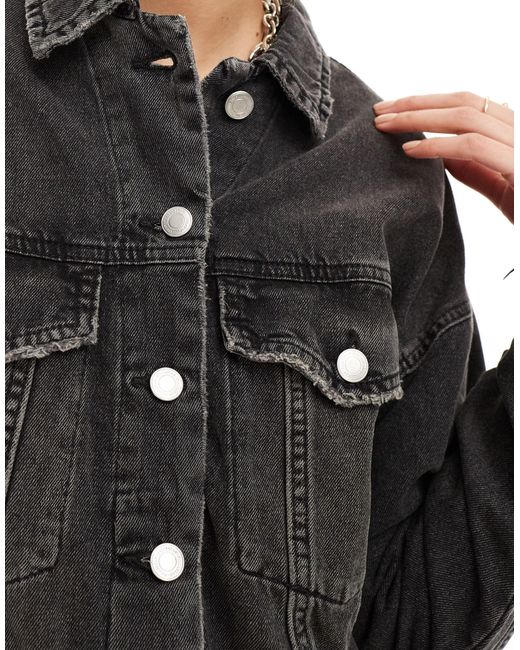 Pull&Bear Gray Oversized Denim Jacket