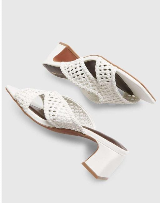River Island Natural Weave Block Heel Mule Sandals
