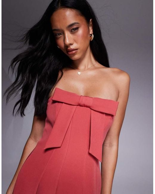 Forever New Red Bow Woven Structu Mini Dress