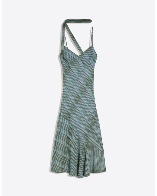 Bershka Blue Scarf Chiffon Midi Dress