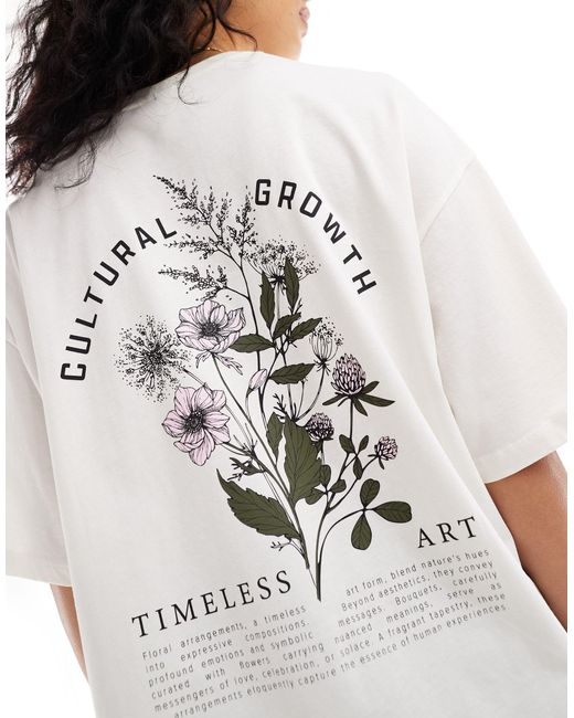 ONLY White 'timeless Art' Back Graphic Boyfriend Fit T-shirt