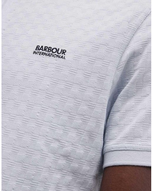 Barbour White Langston Short Sleeve Jacquard Zip Polo Shirt for men