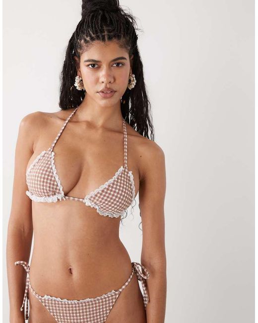 Reclaimed Vintage Brown Triangle Bikini Top