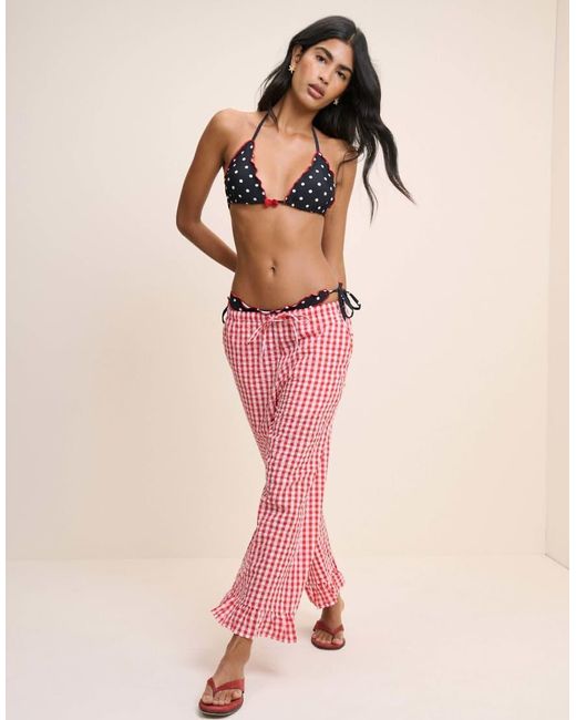 Nobody's Child Black Polka Dot Frill Edge Triangle Bikini Top