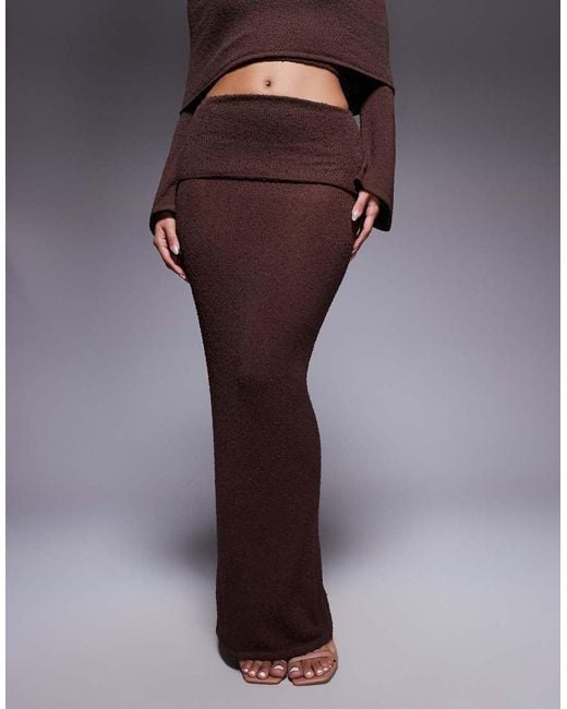 Wanderdoll Purple Yasmin Boucle Knit Dramatic Foldover Maxi Skirt Co-Ord