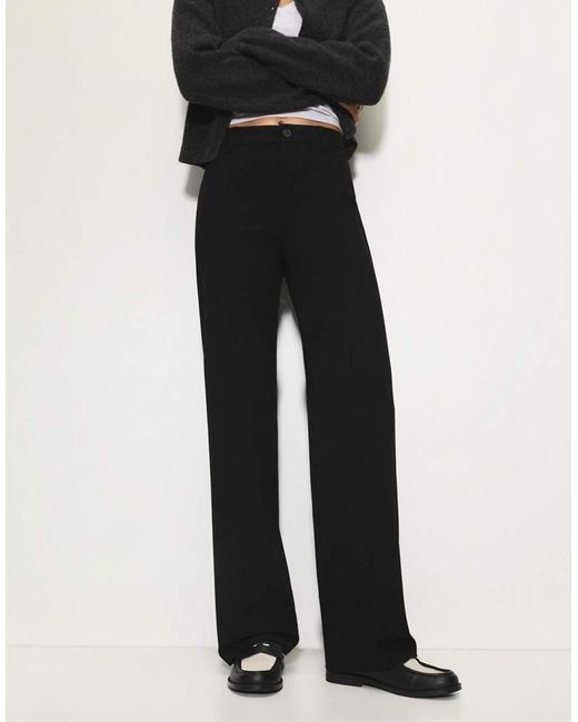 Pull&Bear White Smart High Waist Straight Leg Trousers