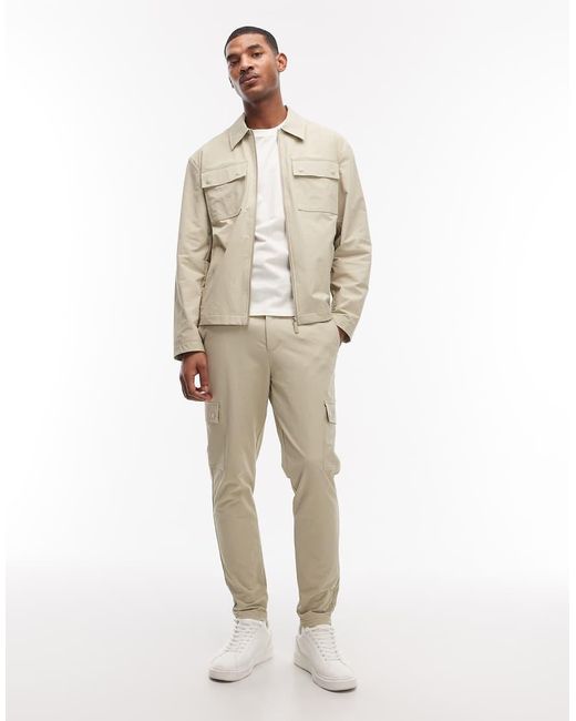 ASOS White Motionmax Four Way Stretch Co-Ord Tapered Cargo Trousers for men