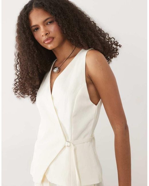 Mango White Tailored Tie Waist Jumpsuit