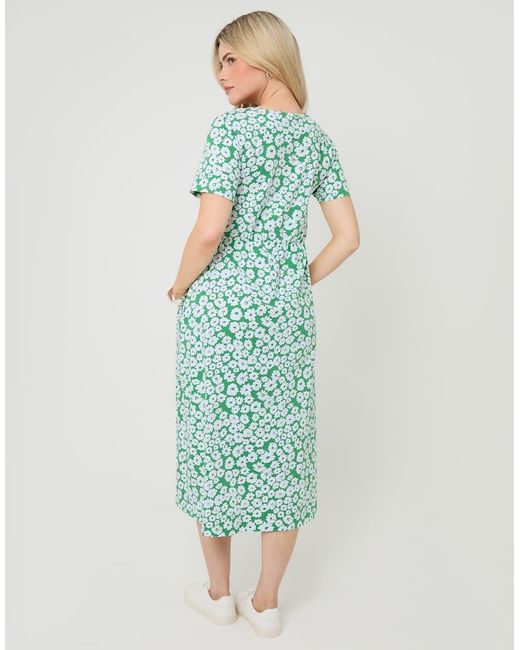 Threadbare Green Jersey Midi Smock Dress With Pockets