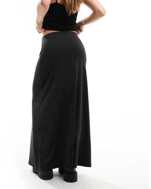 Weekday Black Signe Drape Midi Skirt