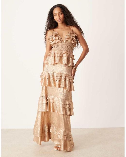 True Decadence Natural V Neck Maxi Dresses