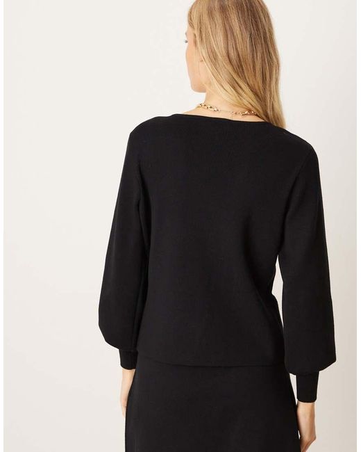 Vila Black Waist Detail Knitted Cardigan Co-ord With Gold Hammered Buttons