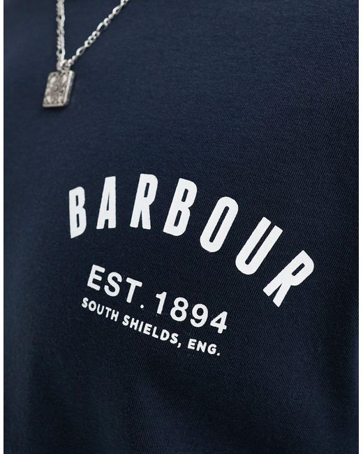 Barbour Blue Small Collegiate Logo T-shirt for men