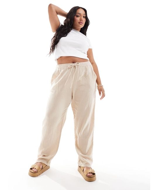 ONLY Natural Cheesecloth Wide Leg Pants