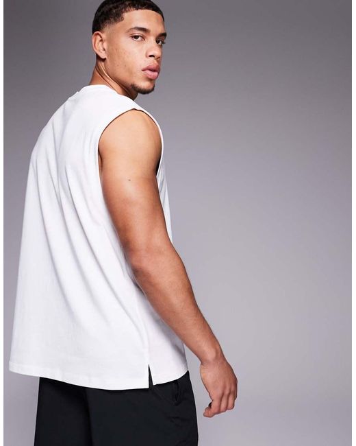 4505 Gray Cotton Oversized Pump Training Tank Top With Chest Graphic And Quick Dry Finish for men