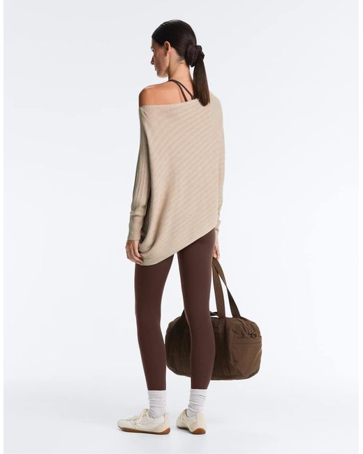 Oysho Natural Knit Rib Cape Jumper