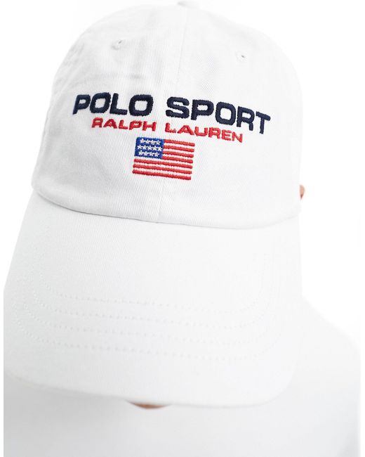 Polo Ralph Lauren White Sport Capsule Logo Twill Baseball Cap for men