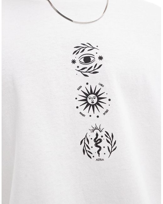 T-shirt oversize avec imprimé céleste sur la poitrine ASOS pour homme en coloris White