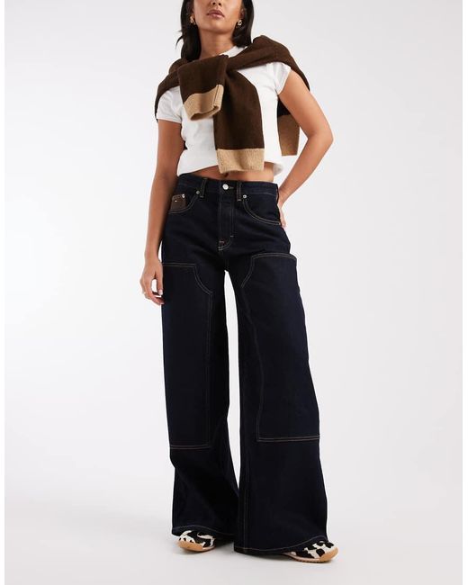 Tommy Hilfiger Blue Charlie Workwear Wide Leg Jeans