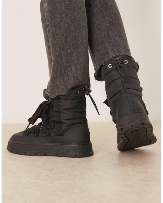 ASOS Black Arrow Nylon Lace Up Snow Boots