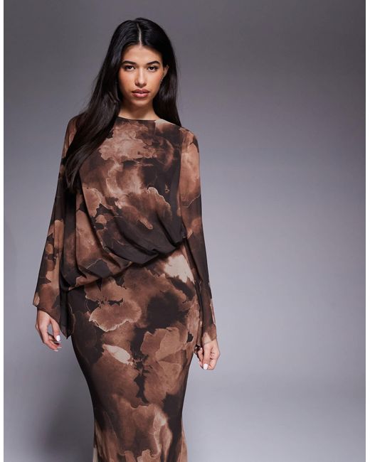 DASKA Brown – maxikleid aus chiffon