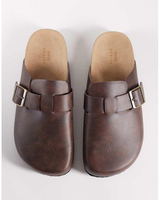 ASOS Brown Mule Sandals With Cork Sole for men