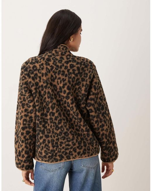 JJXX Brown Teddy Leopard Print Jacket