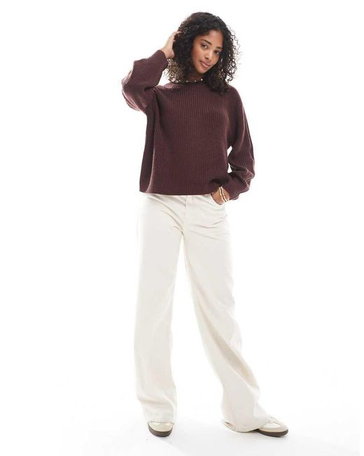 ONLY Purple Round Neck Rib Knit Sweater