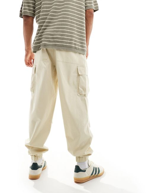 ASOS Natural Oversized Tapered Cargo Pants for men