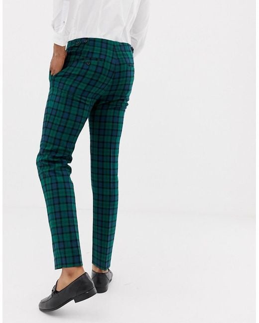 Pantalones de traje ajustados a cuadros escoceses Blackwatch ASOS